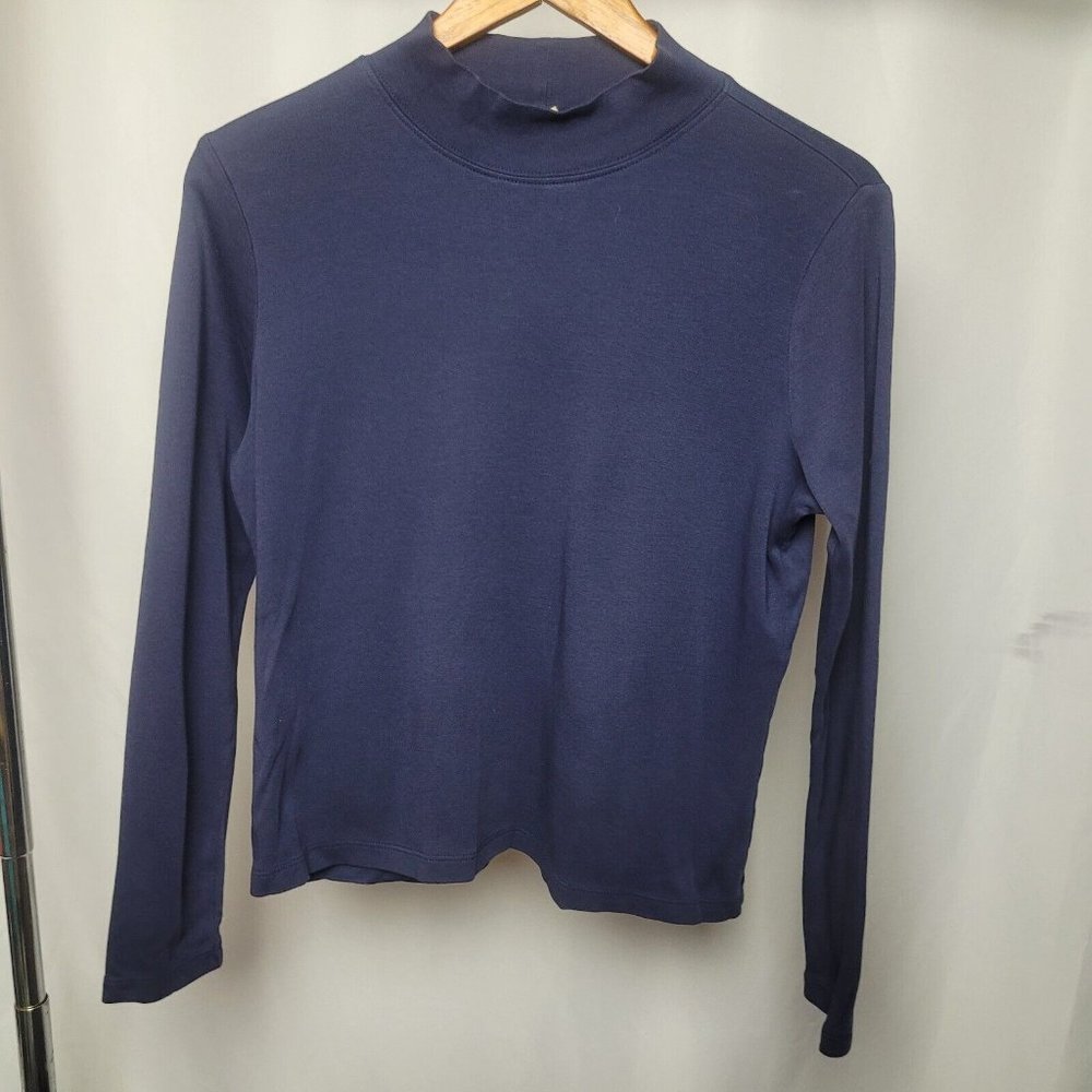 L.L. Bean women's 100% Supima Cotton long sleeve turtleneck blue Size Medium